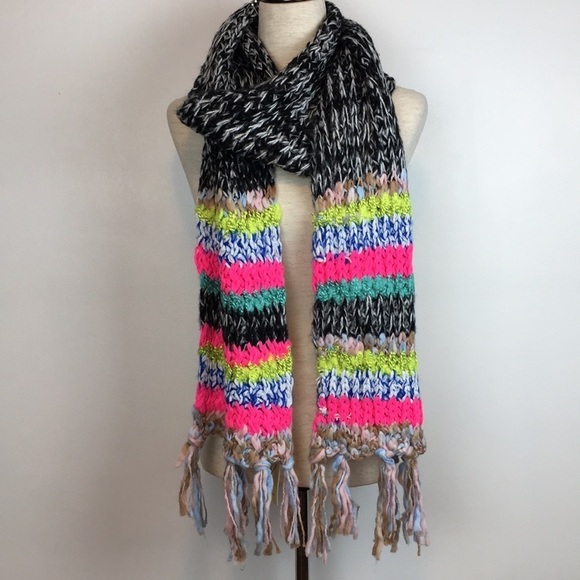 COLLECTION EIGHTEEN XIIX Scarf Chunky Knit Yarn Boho Bright Multi Oversized NWT - Picture 12 of 12